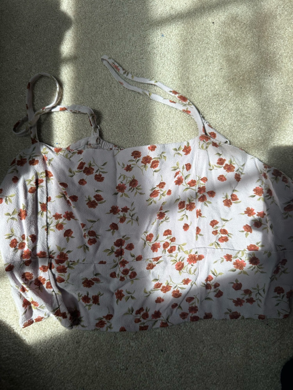 White Floral Spaghetti Strap Cami with Orange Flowers
